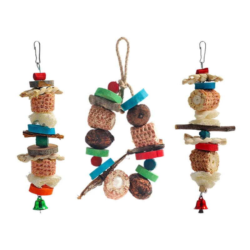 Natural Wooden Blocks Bird Chewing Toy
